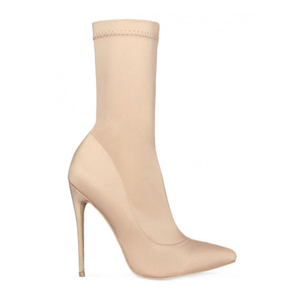 Fiona Pointed Toe Ankle Boot In Nude Lycra