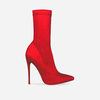 Fiona Pointed Toe Ankle Boot In Red Lycra,  Women