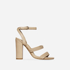 Gracie Double Strap Block Heel In Nude Faux Leather,  Women