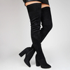 Holly Black Over The Knee Boot In Faux Suede