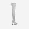 Holly Light Grey Over The Knee Boot In Faux Suede,  Women