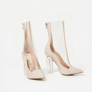 Jarah Nude Patent And Clear Perspex Ankle Boot