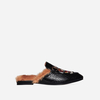 Kapri Embroidered Faux Fur Lined Slip On Mule In Black Croc Faux Leather,  Women