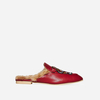 Kapri Embroidered Faux Fur Lined Slip On Mule In Red Faux Leather,  Women