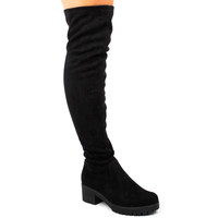 Kate Over The Knee Boots In Black Faux Suede