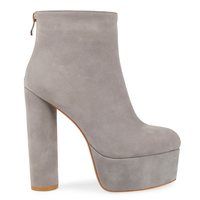 Katrina Chunky Platform Boots In Grey Faux Suede