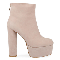 Katrina Chunky Platform Boots In Pink Faux Suede