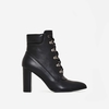 Kenny Lace Up Ankle Boot In Black Faux Leather,  Women