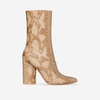 Krush Block Heel Ankle Boot In Nude Snake Faux Leather,  Women