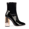 Laura Angled Heel Ankle Boot In Black Patent