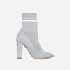 Libbie Striped Sock Boot In Grey Knit,  Women