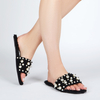 Lidia Pearl Slider In Black Faux Shearling