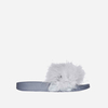 Mason Grey Rubber Slider With Fluffy Trim,  Women