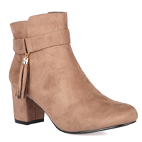 Mia Ankle Boots In Mocha Faux Suede