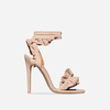 Milan Frill Detail Lace Up Heel In Nude Faux Suede,  Women