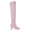 Miranda Square Toe Long Boots In Pink Faux Suede