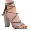 Natalya Block Lace Up Rope Heels In Grey Faux Suede