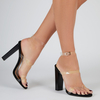 Naya Perspex Barely There Square Heel In Black Faux Suede