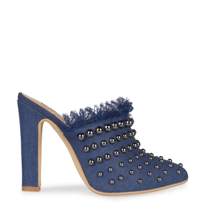 Nikita Denim Studded Mule In Mid Blue