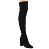 Olivia Over The Knee Boots In Black Faux Suede
