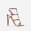 Oya Studded Detail Heel In Rose Gold Faux Leather,  Women