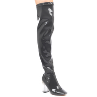 Parker Over The Knee Boots In Grey Patent