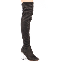 Parker Over The Knee Boots In In Grey Faux Suede