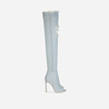 Sherlina Nym Denim Over the Knee Peep Toe Boot In Light Blue
