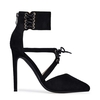 Valentina Lace Up Pointed Toe Heel In Black Faux Suede,  Women