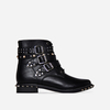 Yoko Studded Detail Biker Boot In Black Faux Leather,  Women