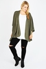 Khaki Knitted Wrap With Curved Hem