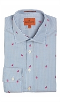 Blue And Pink Flamingo Jacquard Shirt