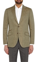 Fine Herringbone Olive Linen Jacket
