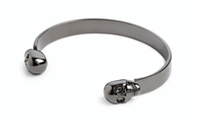 Gunmetal Double Skull Bangle