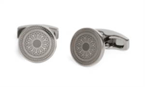 Gunmetal Laser Engraved Button Cufflink