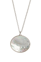 Oval Engraved Mother of Pearl Pendant