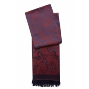 Paisley Silk Scarf Red and Navy