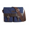 Rye Satchel Navy Canvas and Brown Leather
