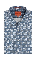 Shoe Print Blue Shirt