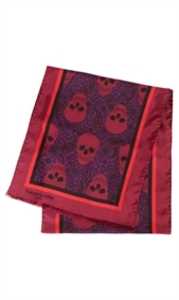 Skulls And Paisley Purple Silk Scarf