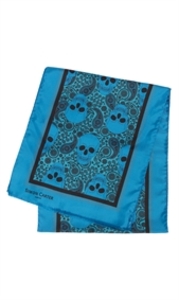 Skulls And Paisley Teal Silk Scarf