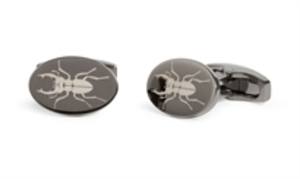 Stag Beetle Laser Etched Gunmetal Cufflink