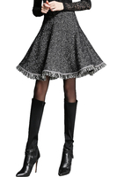 A-line Midi Skirt with Tassel Hem