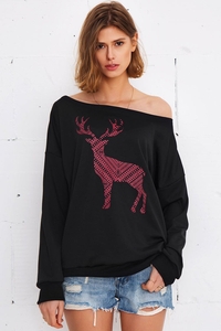 Cupshe Deer Person Off the Shoulder Sweatshirt
