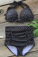 Cupshe Somewhere Fast Dot Printing Halter Bikini Set