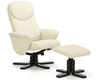 Olsen Pearl Fabric Massage Recliner Chair and Stool