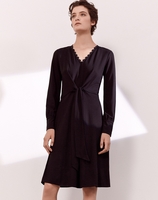 Scallop Trim Tie Waist Dress