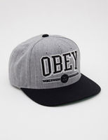 Obey Snapback - Athletics Snapback Cap - Heather Grey/Black