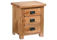 Rustic Oak 3 Drawer Bedside Cabinet