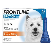 FRONTLINE Spot On Flea & Tick Small Dog - 2-10kg - 0.67ml - 6 Pack